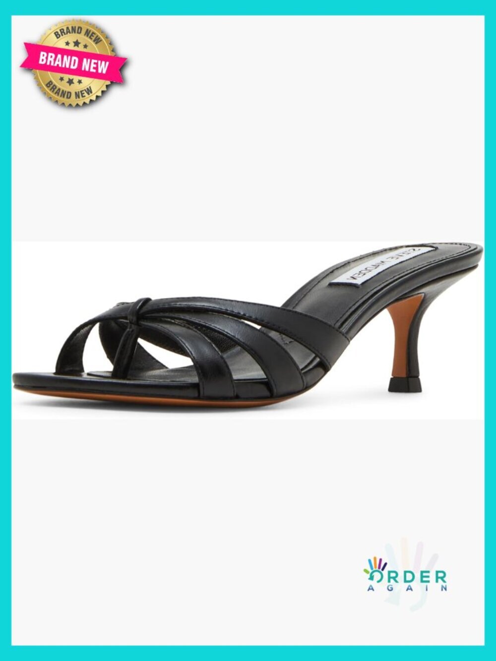 Kitten Heel Slide Sandals Lightweight Leather Dressy Round Toe Slip On